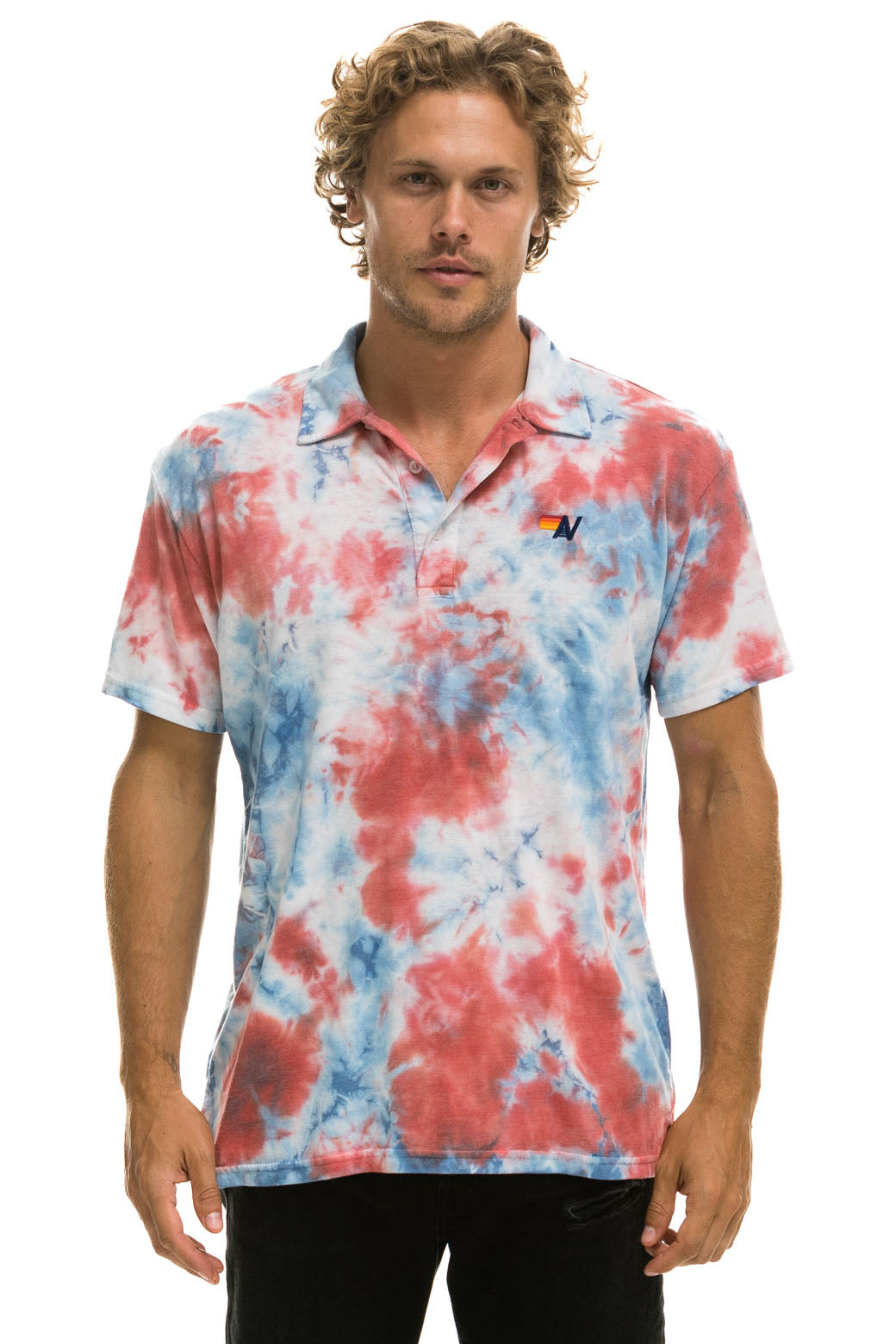 Aviator Nation AVIATOR NATION POLO - TIE DYE RED