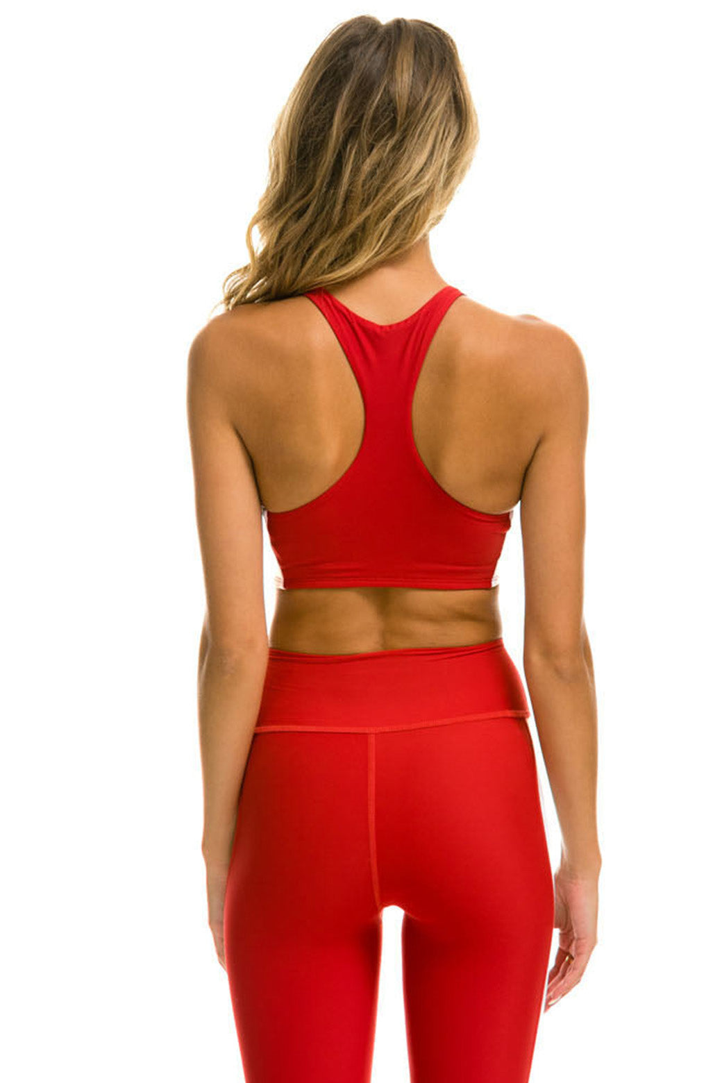 Aviator Nation COLOR BLOCK RACER SPORTS BRA - CHERRY
