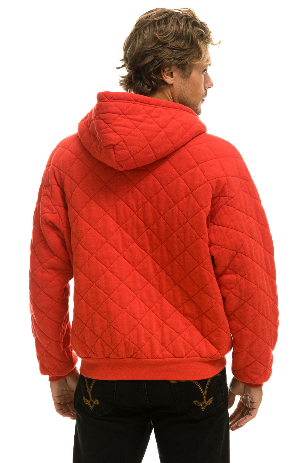 Aviator Nation QUILTED ZIP HOODIE RELAXED - RED