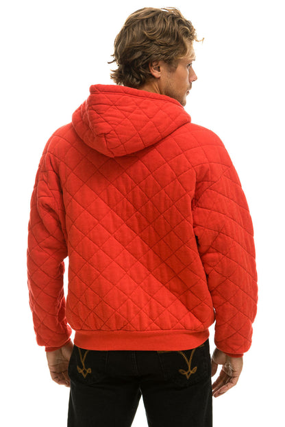 Aviator Nation QUILTED ZIP HOODIE RELAXED - RED