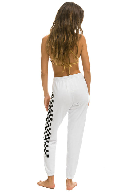 Aviator Nation CHECK LEG SWEATPANTS - WHITE