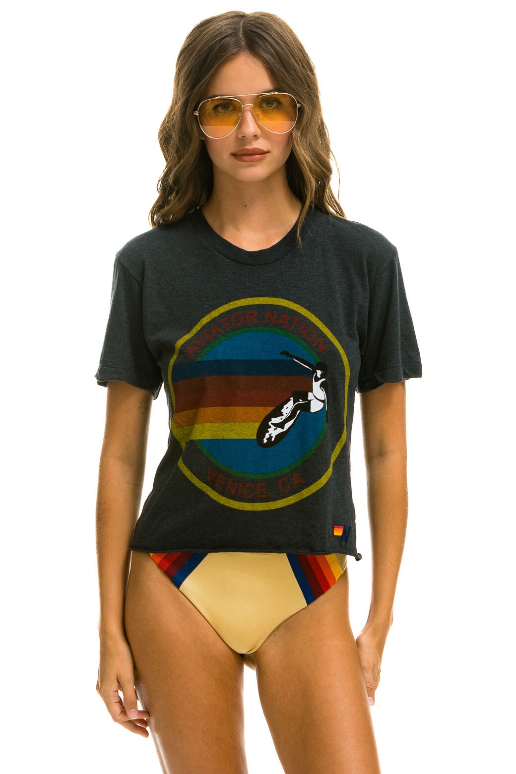 Aviator Nation AVIATOR NATION LAS VEGAS BOYFRIEND TEE - CHARCOAL