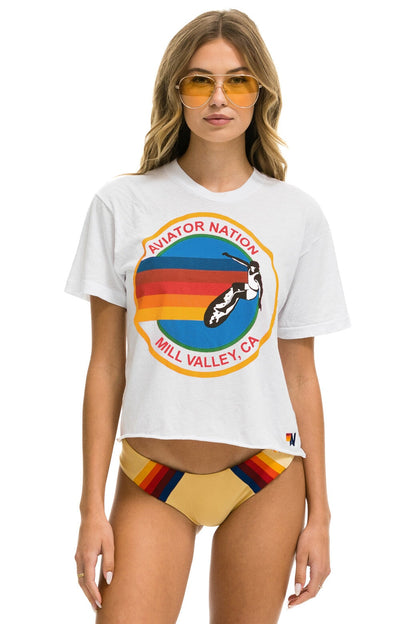 Aviator Nation SIGNATURE MILL VALLEY BOYFRIEND TEE - WHITE