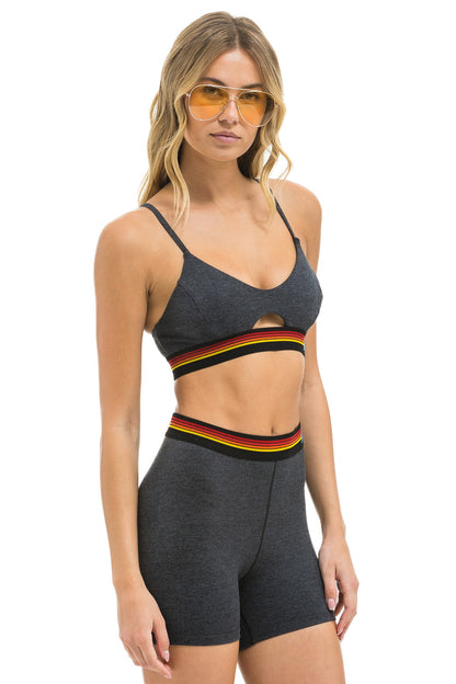 Aviator Nation LOGO ELASTIC KEYHOLE BRA - CHARCOAL