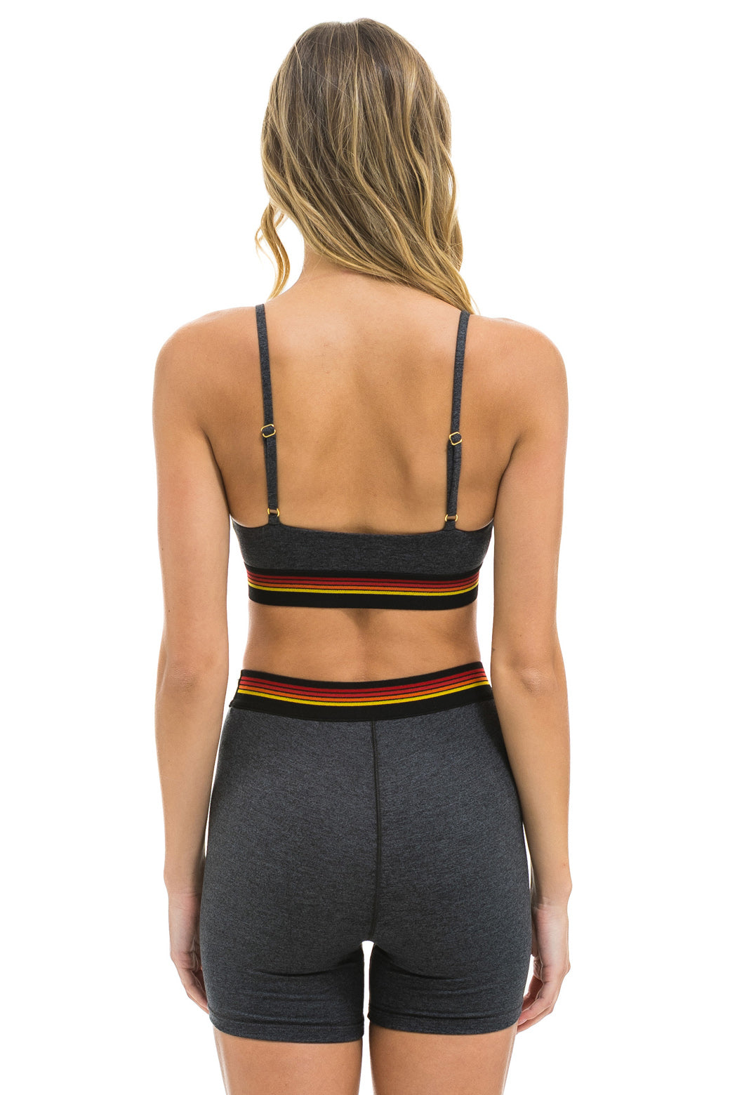 Aviator Nation LOGO ELASTIC KEYHOLE BRA - CHARCOAL