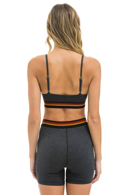 Aviator Nation LOGO ELASTIC KEYHOLE BRA - CHARCOAL
