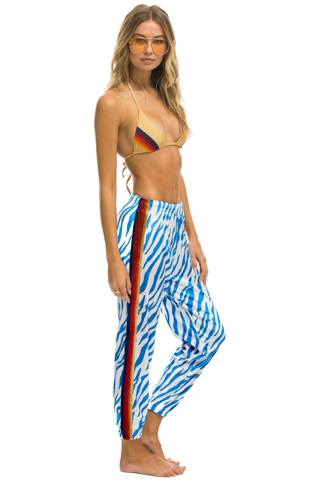 Aviator Nation CLASSIC VELVET SWEATPANTS - BLUE TIGER