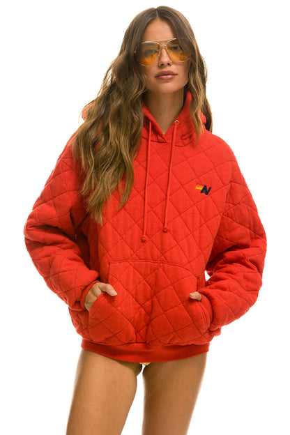Aviator Nation QUILTED RELAXED PULLOVER HOODIE - RED