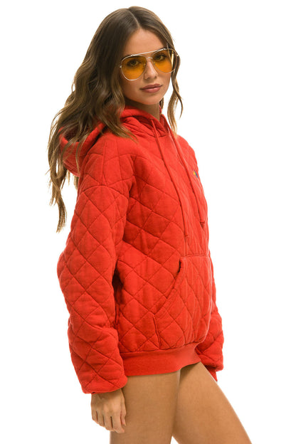Aviator Nation QUILTED RELAXED PULLOVER HOODIE - RED