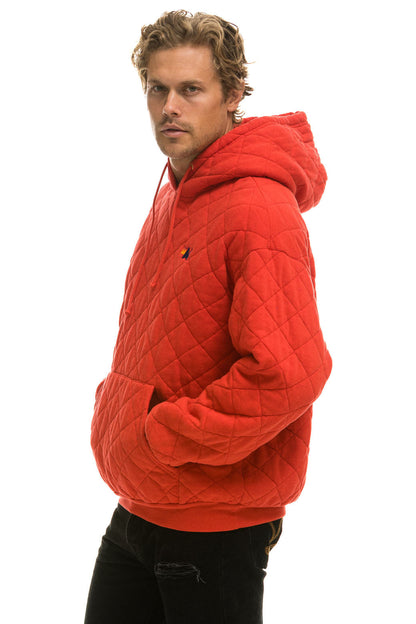 Aviator Nation QUILTED RELAXED PULLOVER HOODIE - RED