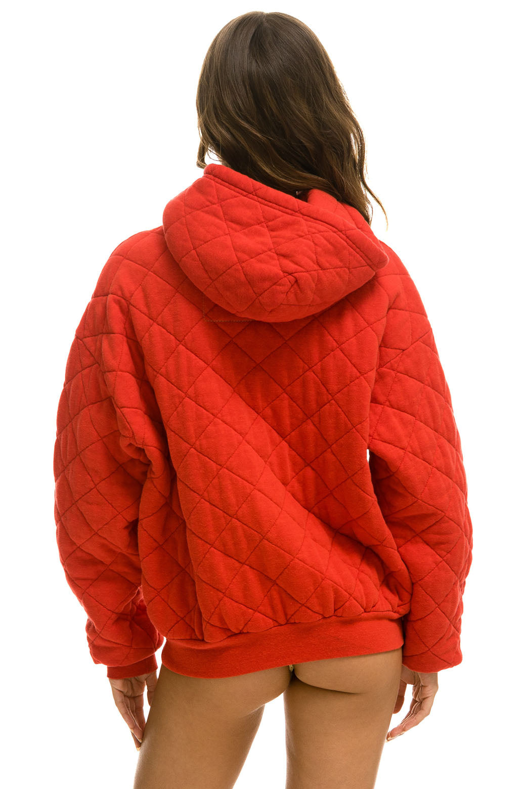 Aviator Nation QUILTED RELAXED PULLOVER HOODIE - RED