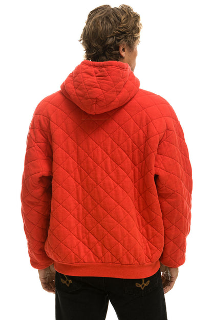 Aviator Nation QUILTED RELAXED PULLOVER HOODIE - RED