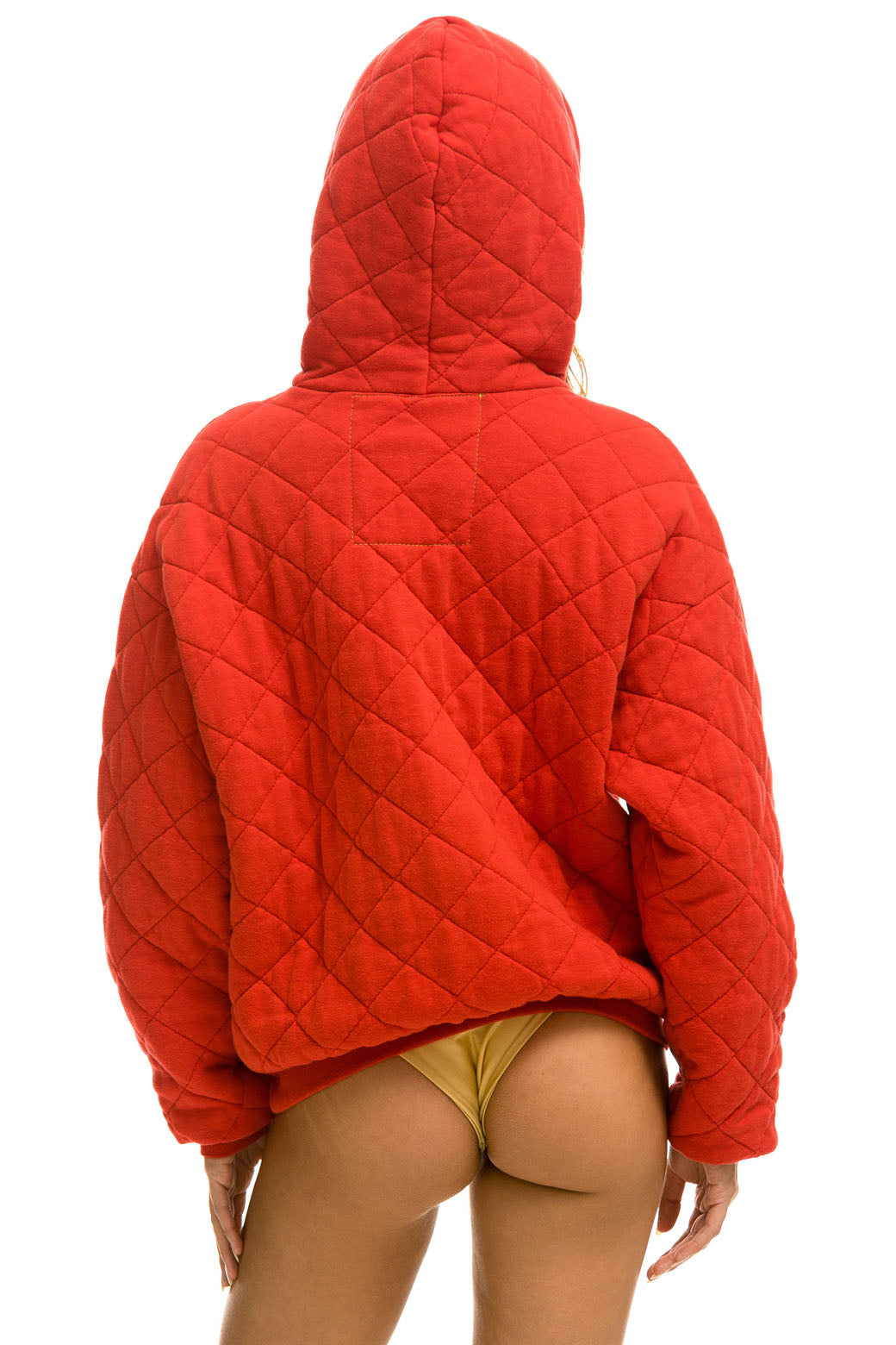 Aviator Nation QUILTED RELAXED PULLOVER HOODIE - RED