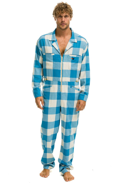 Aviator Nation UNISEX PLAID FLIGHT SUIT - SKY PLAID