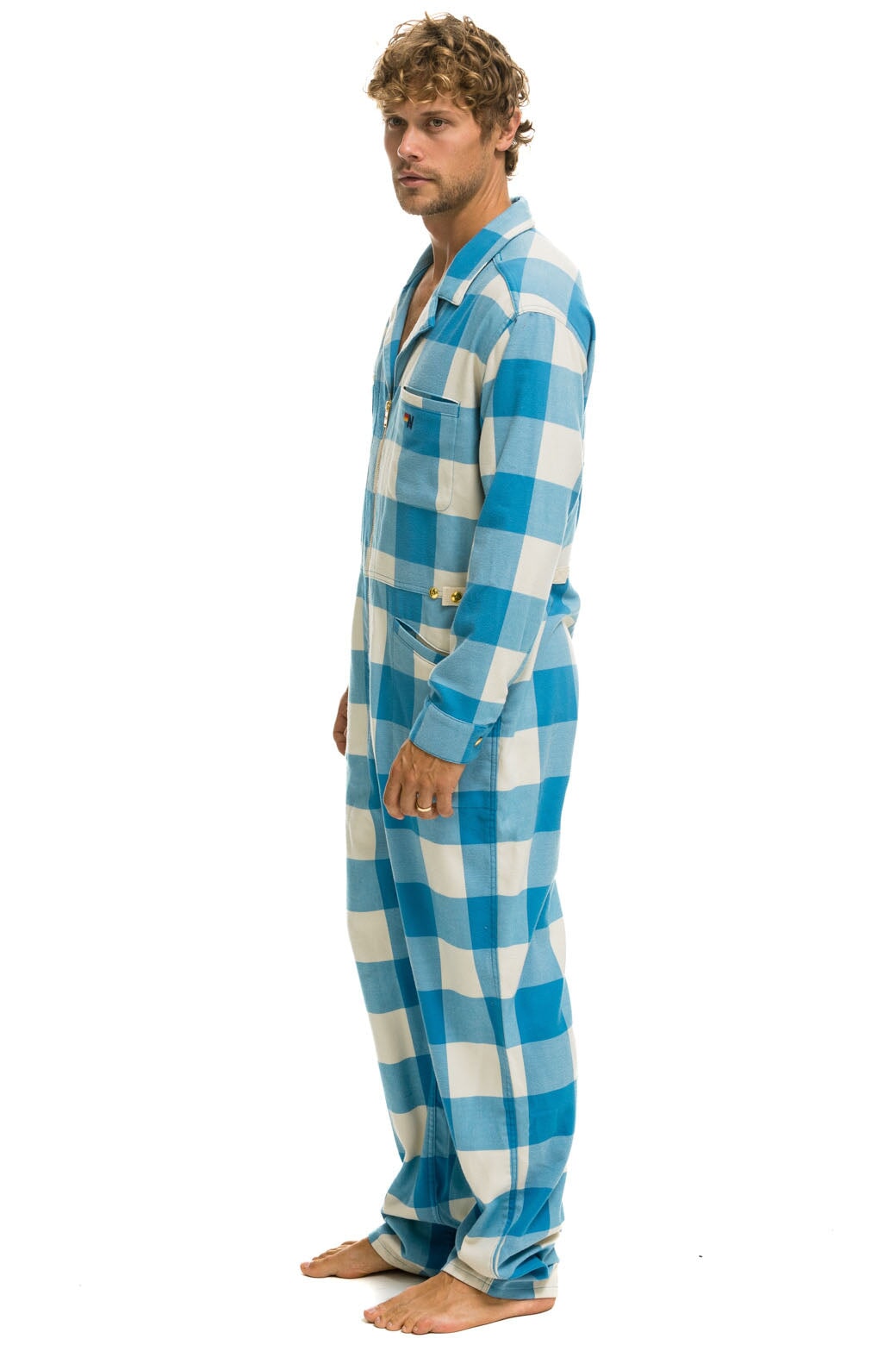 Aviator Nation UNISEX PLAID FLIGHT SUIT - SKY PLAID