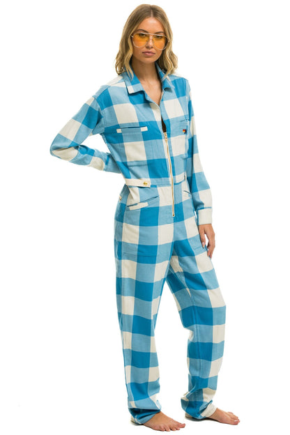 Aviator Nation UNISEX PLAID FLIGHT SUIT - SKY PLAID