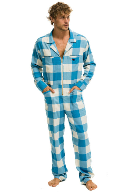 Aviator Nation UNISEX PLAID FLIGHT SUIT - SKY PLAID