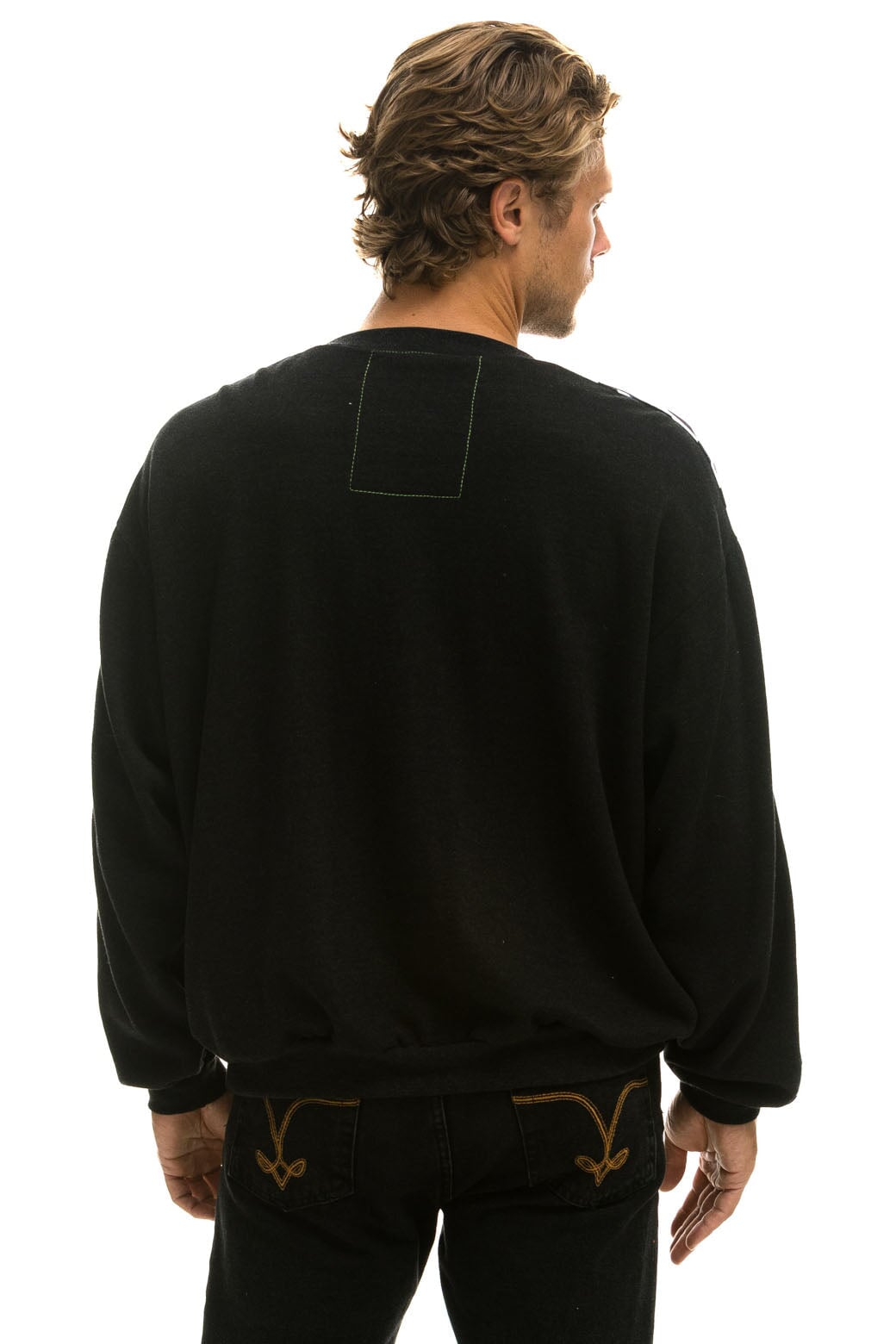 Aviator Nation ZEBRA STRIPE RELAXED FIT CREW SWEATSHIRT - BLACK // ZEBRA