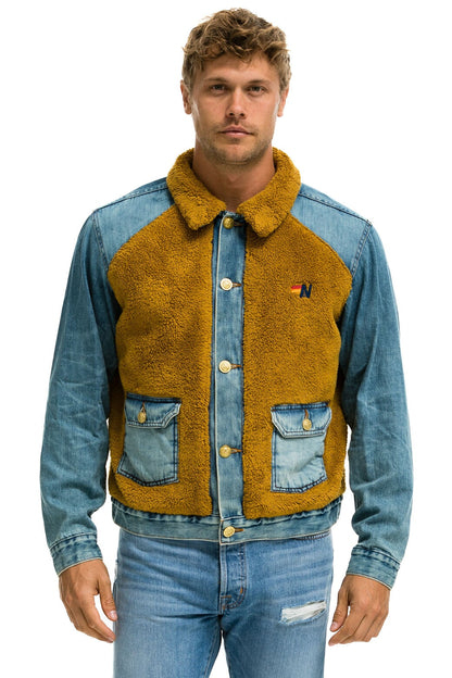 Aviator Nation ASPEN SHERPA UNISEX DENIM JACKET - MEDIUM VINTAGE