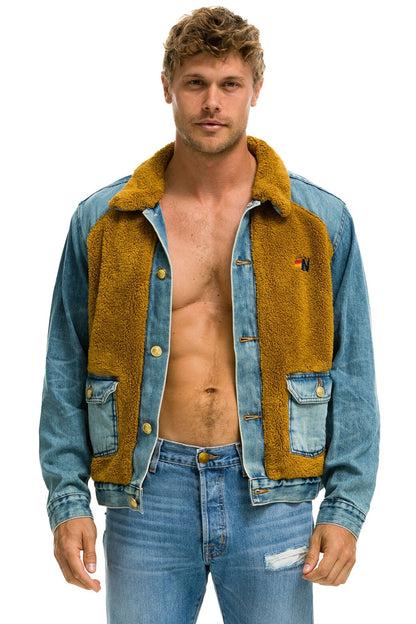 Aviator Nation ASPEN SHERPA UNISEX DENIM JACKET - MEDIUM VINTAGE