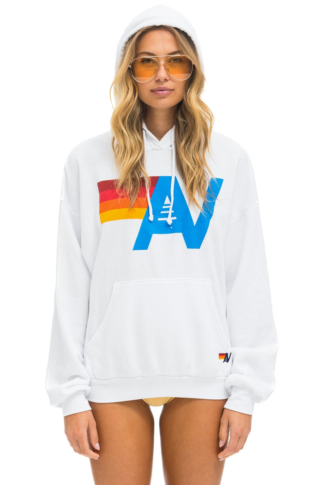 Aviator Nation LOGO PULLOVER RELAXED HOODIE - WHITE