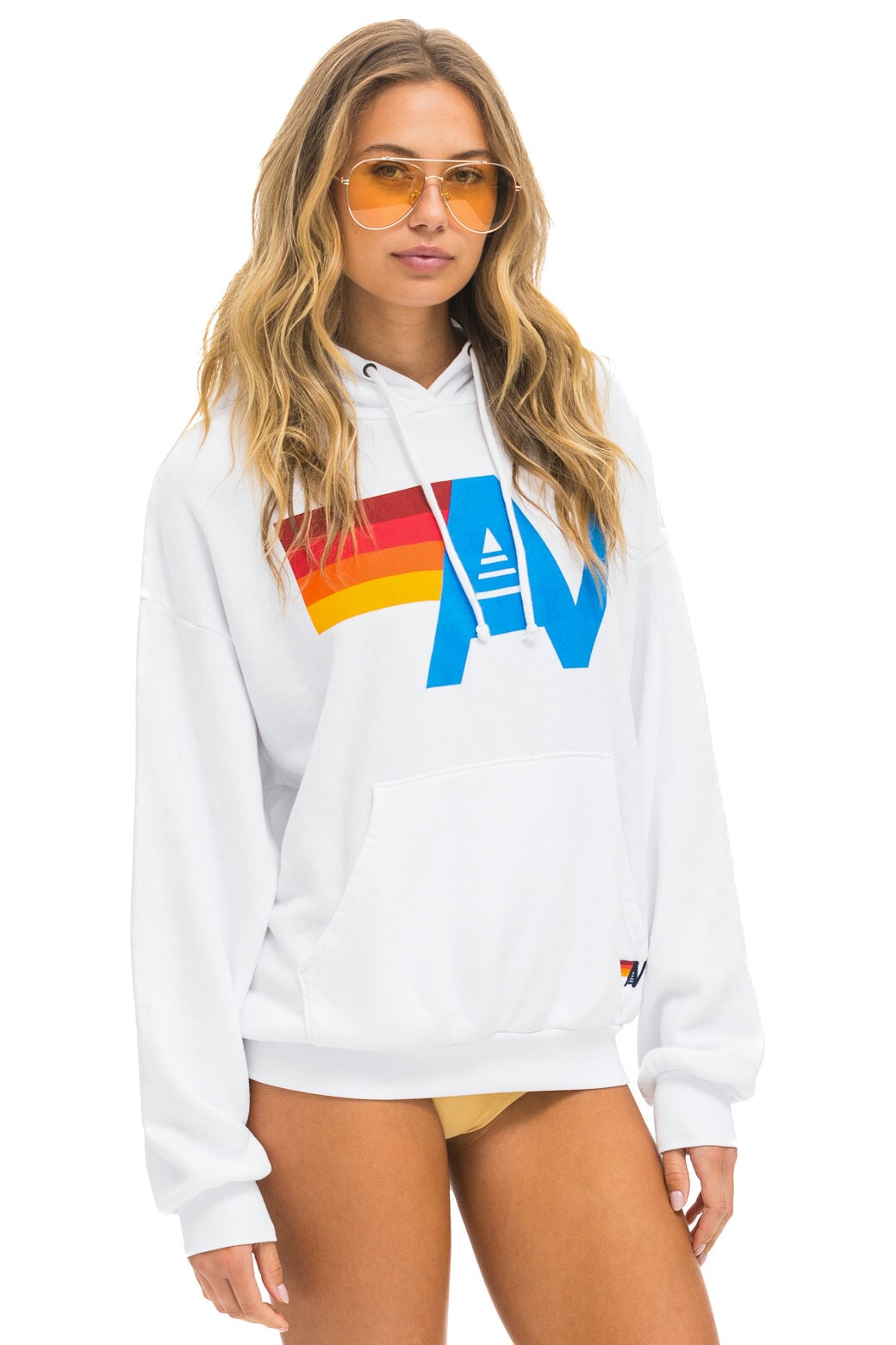 Aviator Nation LOGO PULLOVER RELAXED HOODIE - WHITE