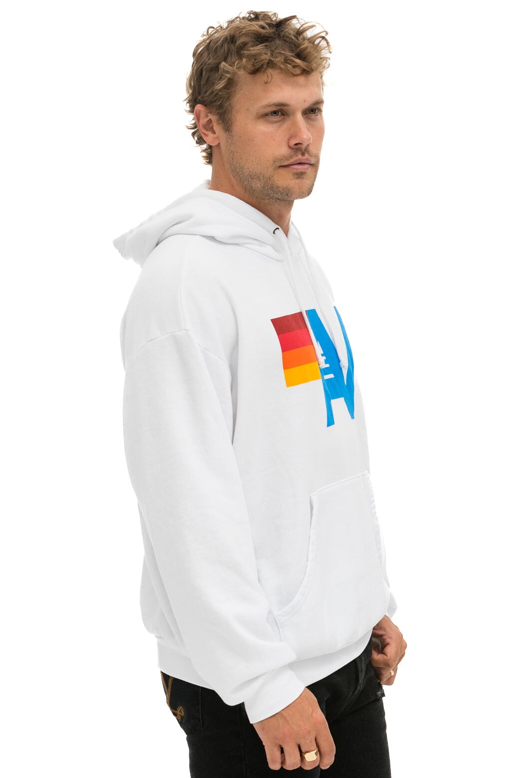 Aviator Nation LOGO PULLOVER RELAXED HOODIE - WHITE