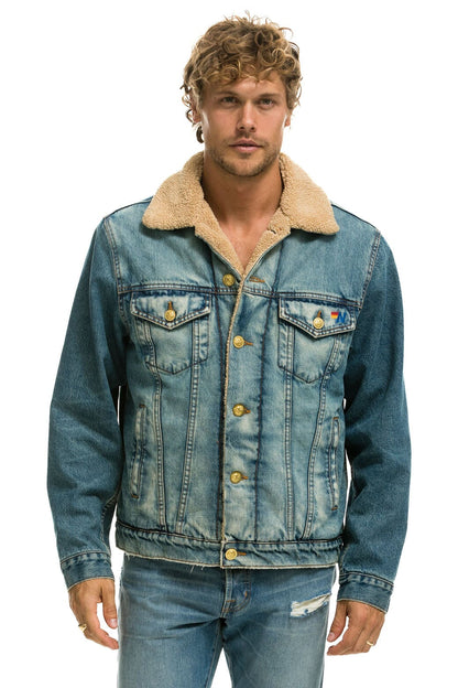 Aviator Nation CALI LOVER RANCH SHERPA DENIM JACKET - VINTAGE