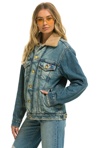 Aviator Nation CALI LOVER RANCH SHERPA DENIM JACKET - VINTAGE