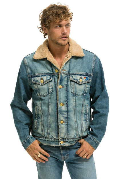 Aviator Nation CALI LOVER RANCH SHERPA DENIM JACKET - VINTAGE