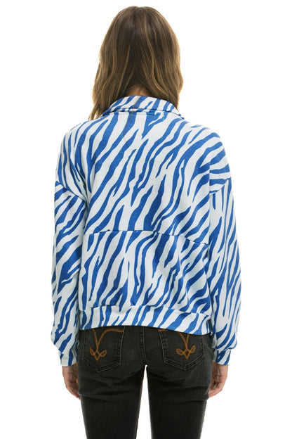 Aviator Nation TIGER FLEECE UNISEX HALF ZIP JACKET	- BLUE TIGER