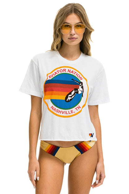 Aviator Nation SIGNATURE NASHVILLE BOYFRIEND TEE - WHITE