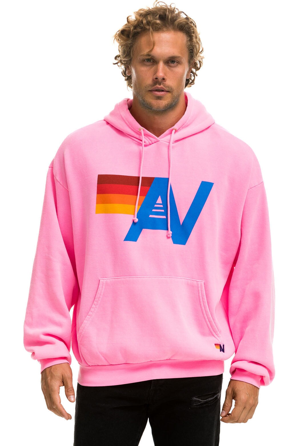 Aviator Nation LOGO PULLOVER RELAXED HOODIE - NEON PINK
