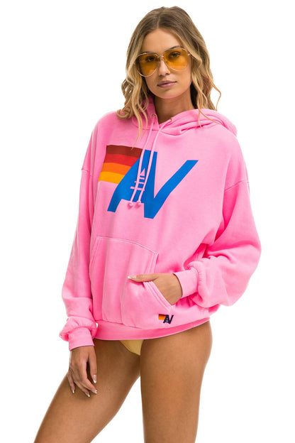 Aviator Nation LOGO PULLOVER RELAXED HOODIE - NEON PINK