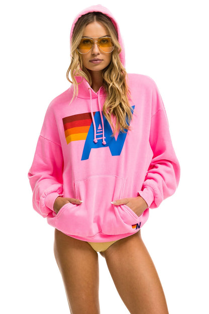 Aviator Nation LOGO PULLOVER RELAXED HOODIE - NEON PINK