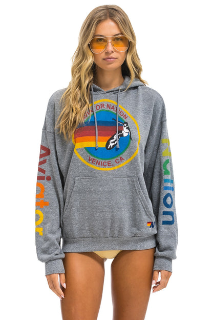 Aviator Nation AVIATOR NATION RELAXED PULLOVER HOODIE - HEATHER GREY