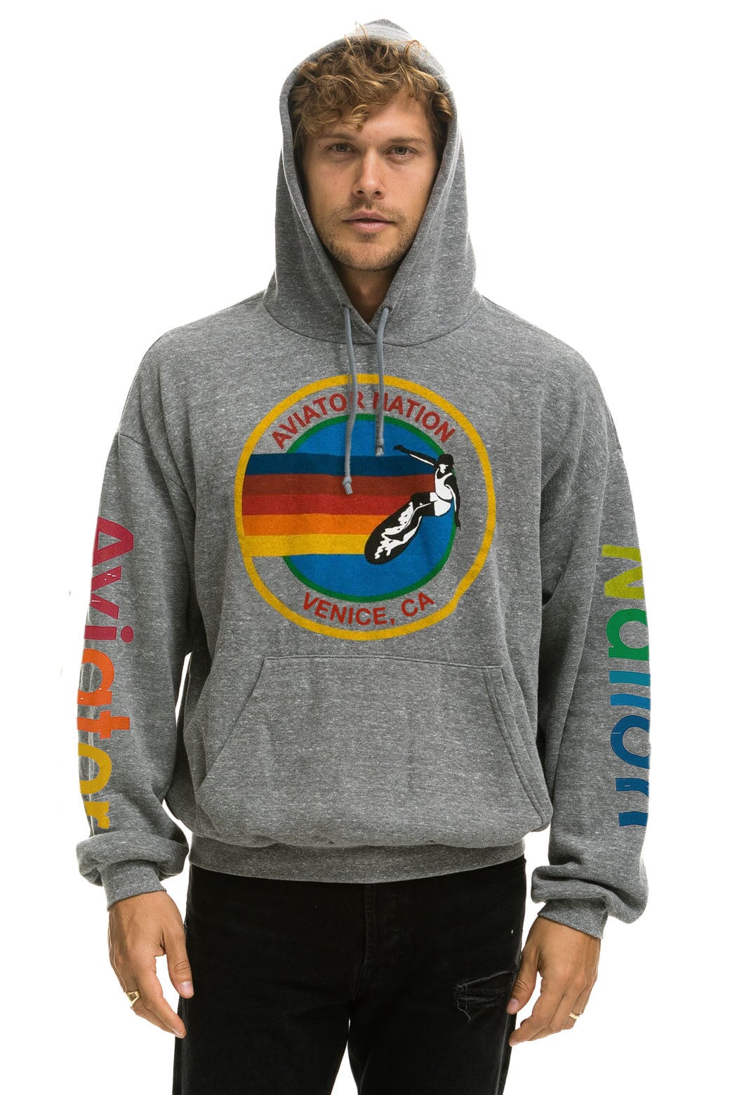 Aviator Nation AVIATOR NATION RELAXED PULLOVER HOODIE - HEATHER GREY