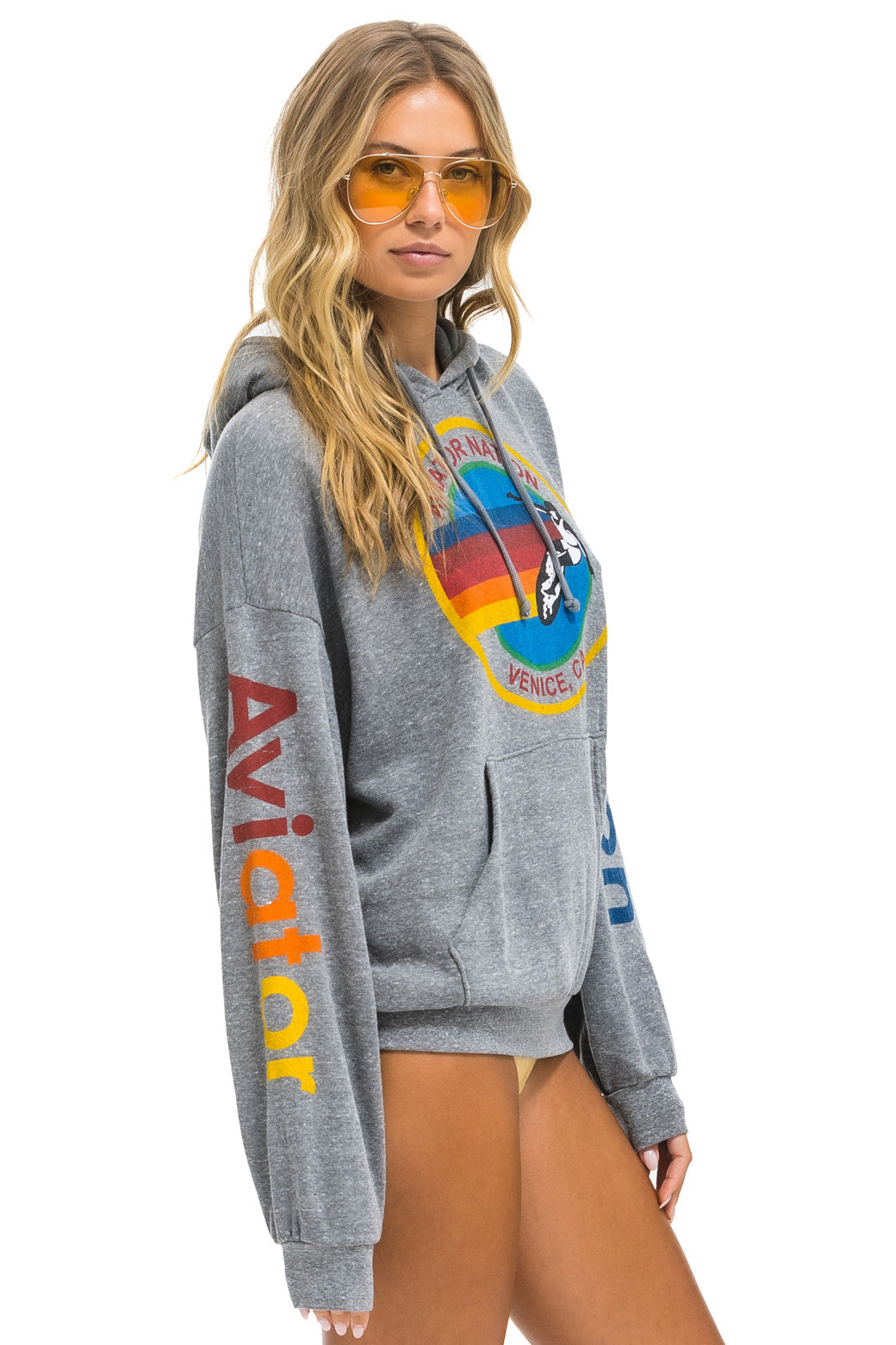 Aviator Nation AVIATOR NATION RELAXED PULLOVER HOODIE - HEATHER GREY