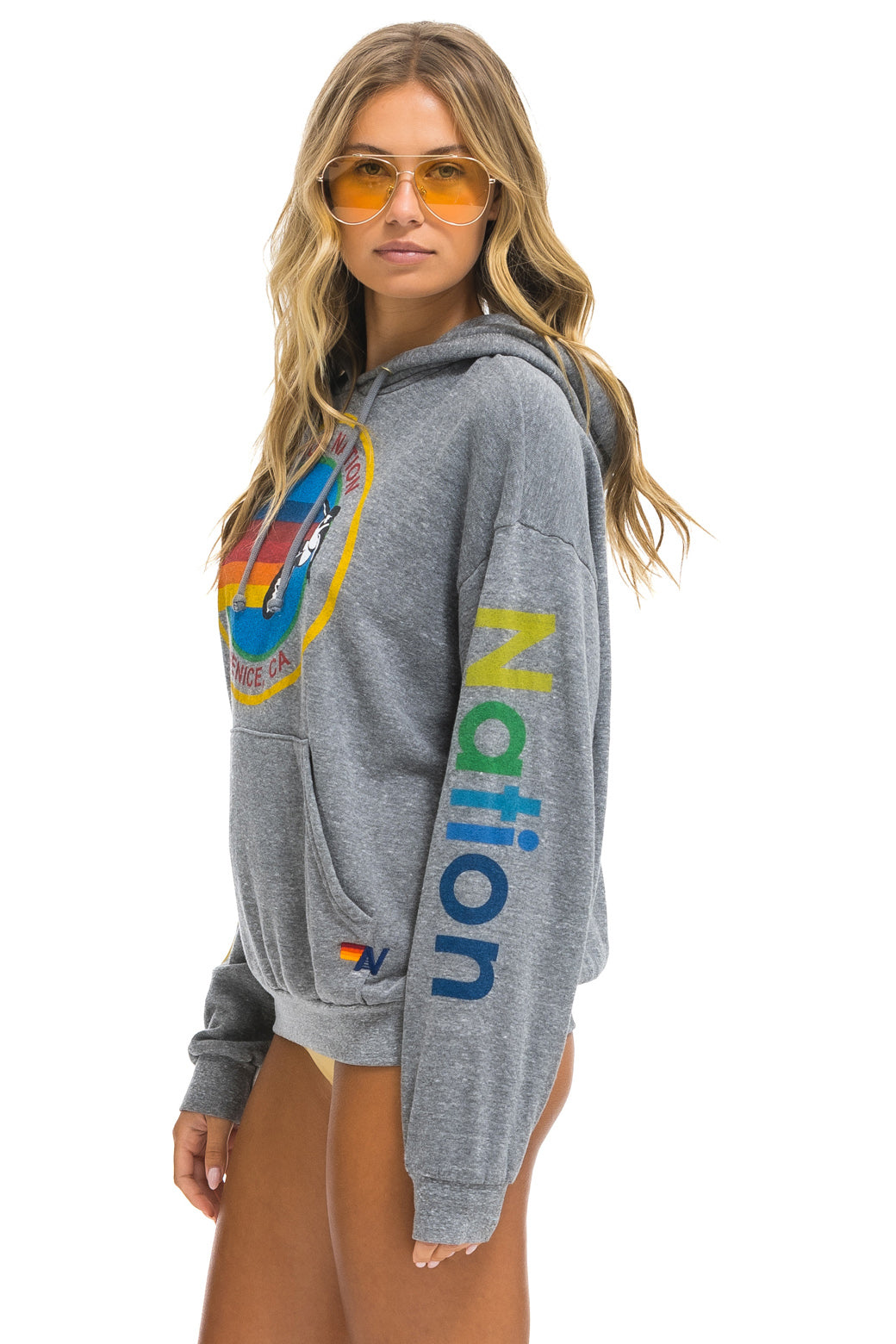 Aviator Nation AVIATOR NATION RELAXED PULLOVER HOODIE - HEATHER GREY