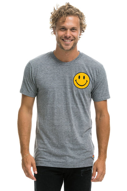 Aviator Nation SMILEY 2 CREW TEE - HEATHER GREY