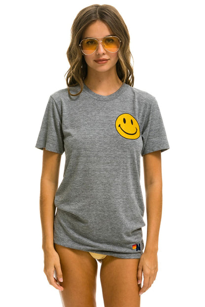 Aviator Nation SMILEY 2 CREW TEE - HEATHER GREY