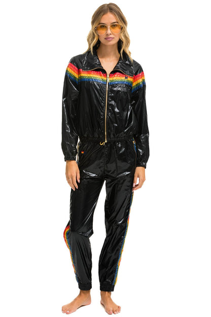 Aviator Nation 5 STRIPE WINDBREAKER - BLACK GLOSSY