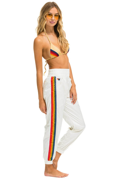 Aviator Nation 5 STRIPE HI RISE WIND PANT - VINTAGE WHITE
