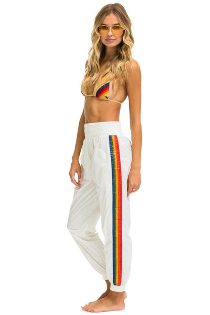 Aviator Nation 5 STRIPE HI RISE WIND PANT - VINTAGE WHITE