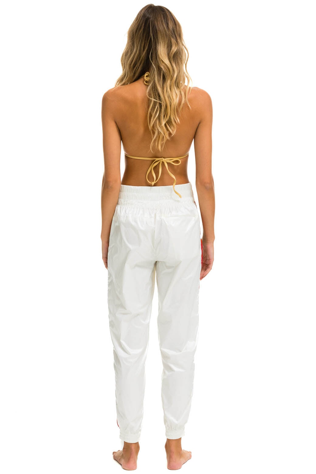 Aviator Nation 5 STRIPE HI RISE WIND PANT - VINTAGE WHITE