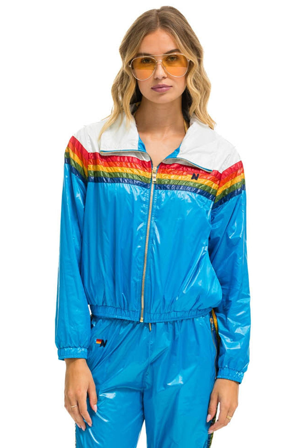 Aviator Nation 5 STRIPE WINDBREAKER - VINTAGE WHITE // DRESDEN GLOSSY