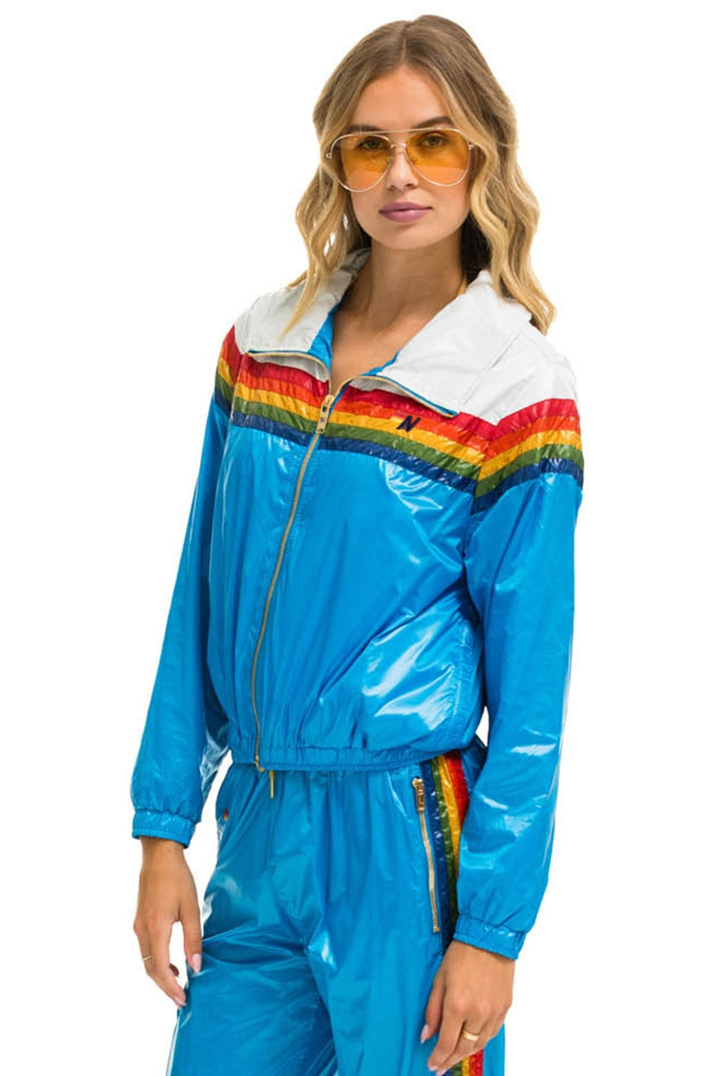 Aviator Nation 5 STRIPE WINDBREAKER - VINTAGE WHITE // DRESDEN GLOSSY