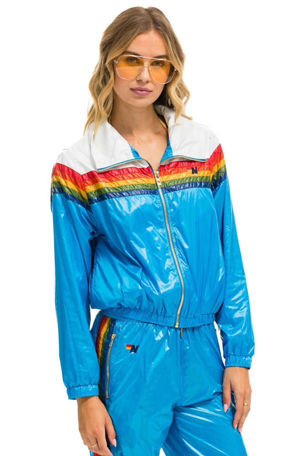 Aviator Nation 5 STRIPE WINDBREAKER - VINTAGE WHITE // DRESDEN GLOSSY