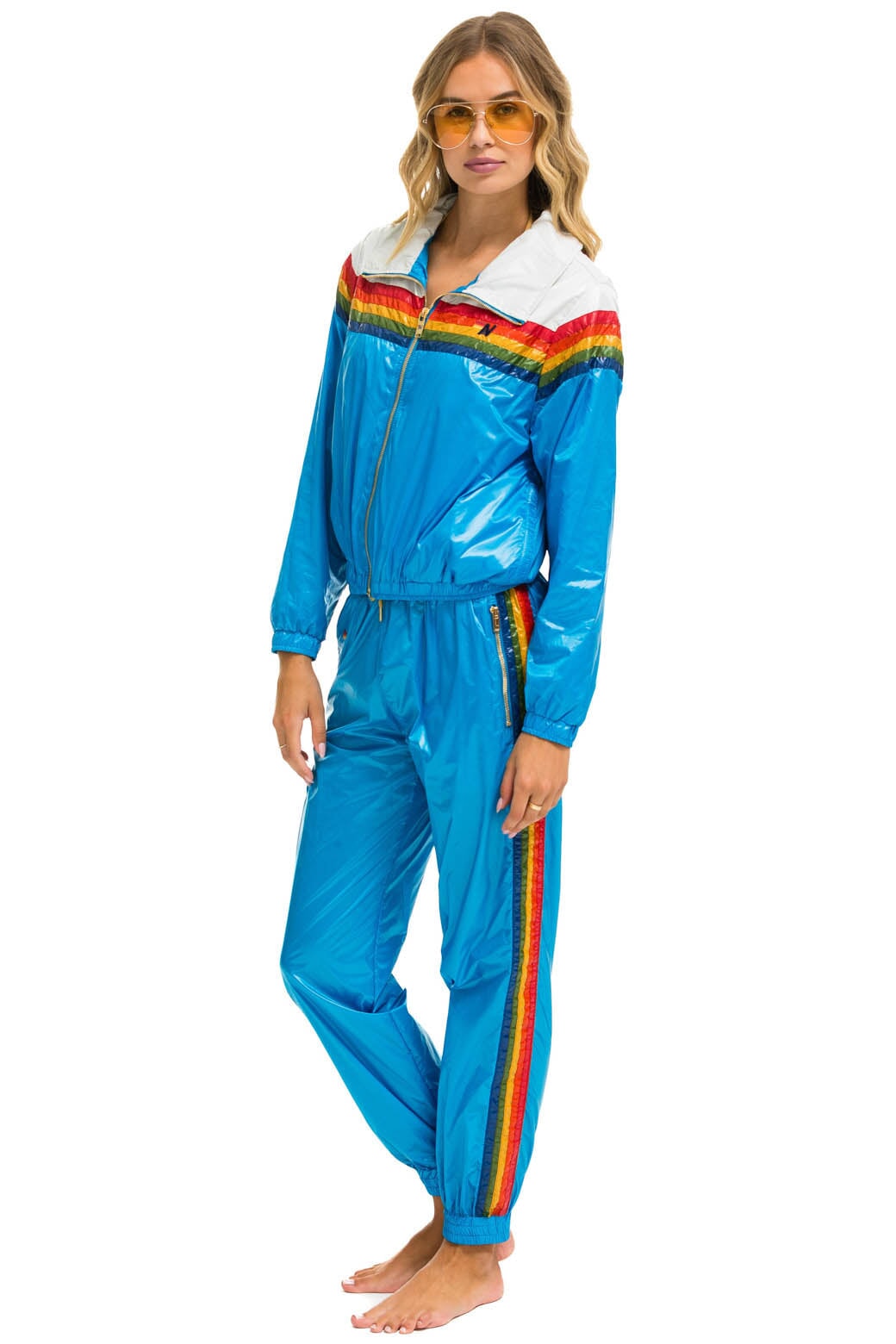 Aviator Nation 5 STRIPE WINDBREAKER - VINTAGE WHITE // DRESDEN GLOSSY