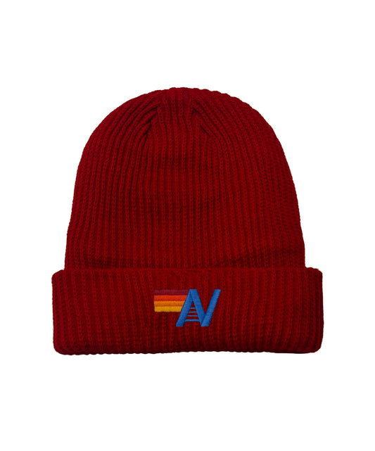 Aviator Nation LOGO RIB BEANIE - RED